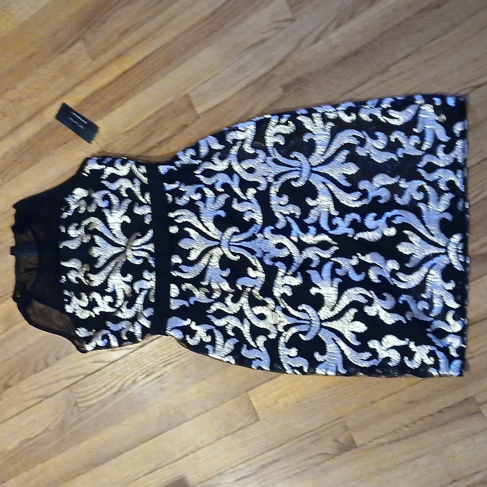 NWT The Limited Illusion Top Black & Gold Sheath Dress ■  Size 6